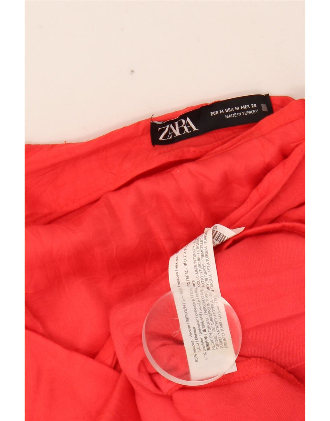 Zara Mujer Minifalda Asimétrica Mediana W28 Viscosa Roja