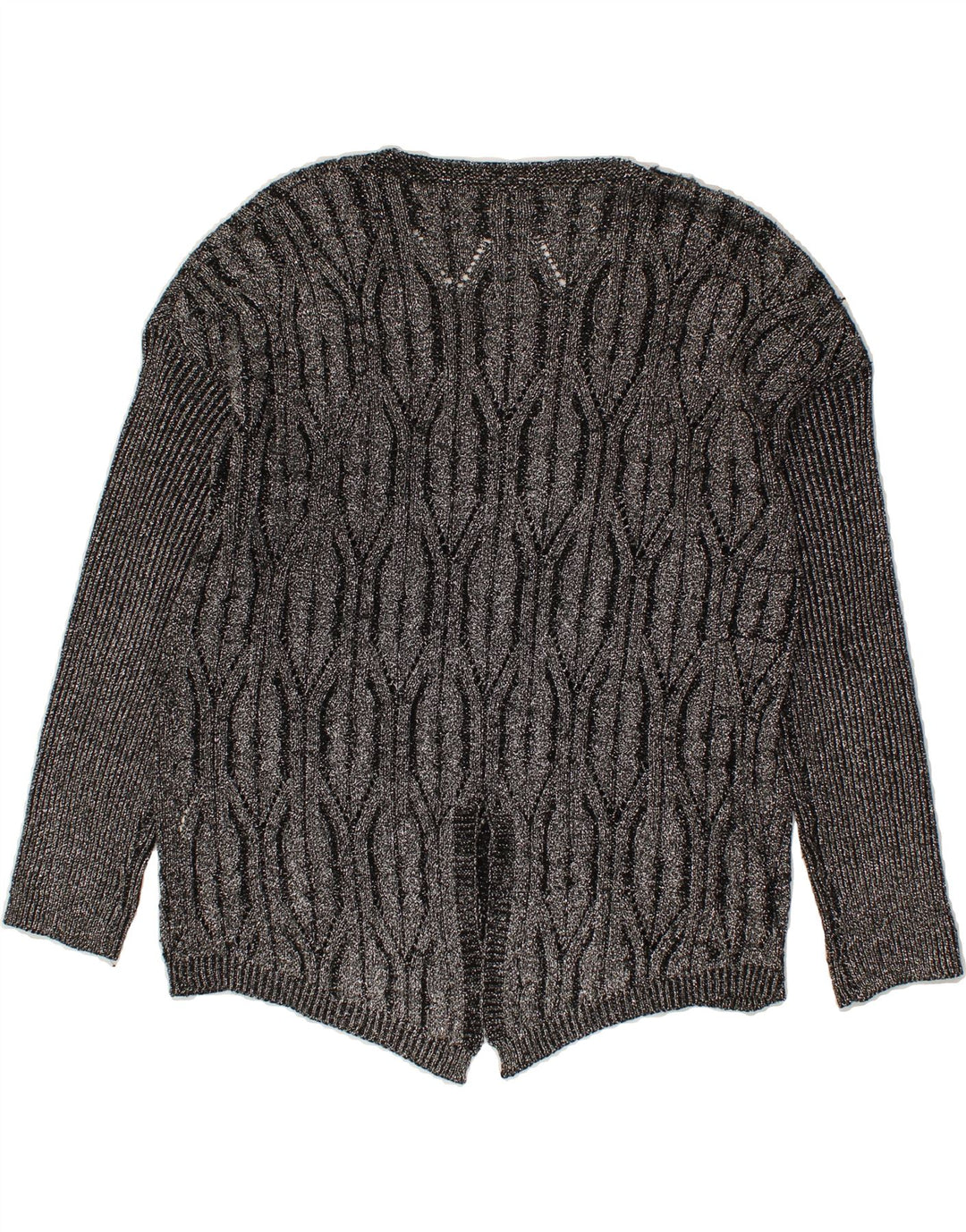 VINTAGE Womens V-Neck Jumper Sweater UK 16 Large Grey Flecked Polyester Vintage Vintage and Second-Hand Vintage from Messina Hembry 
