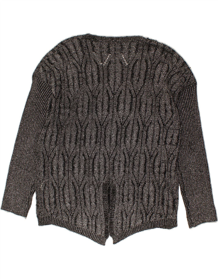 VINTAGE Womens V-Neck Jumper Sweater UK 16 Large Grey Flecked Polyester Vintage Vintage and Second-Hand Vintage from Messina Hembry 