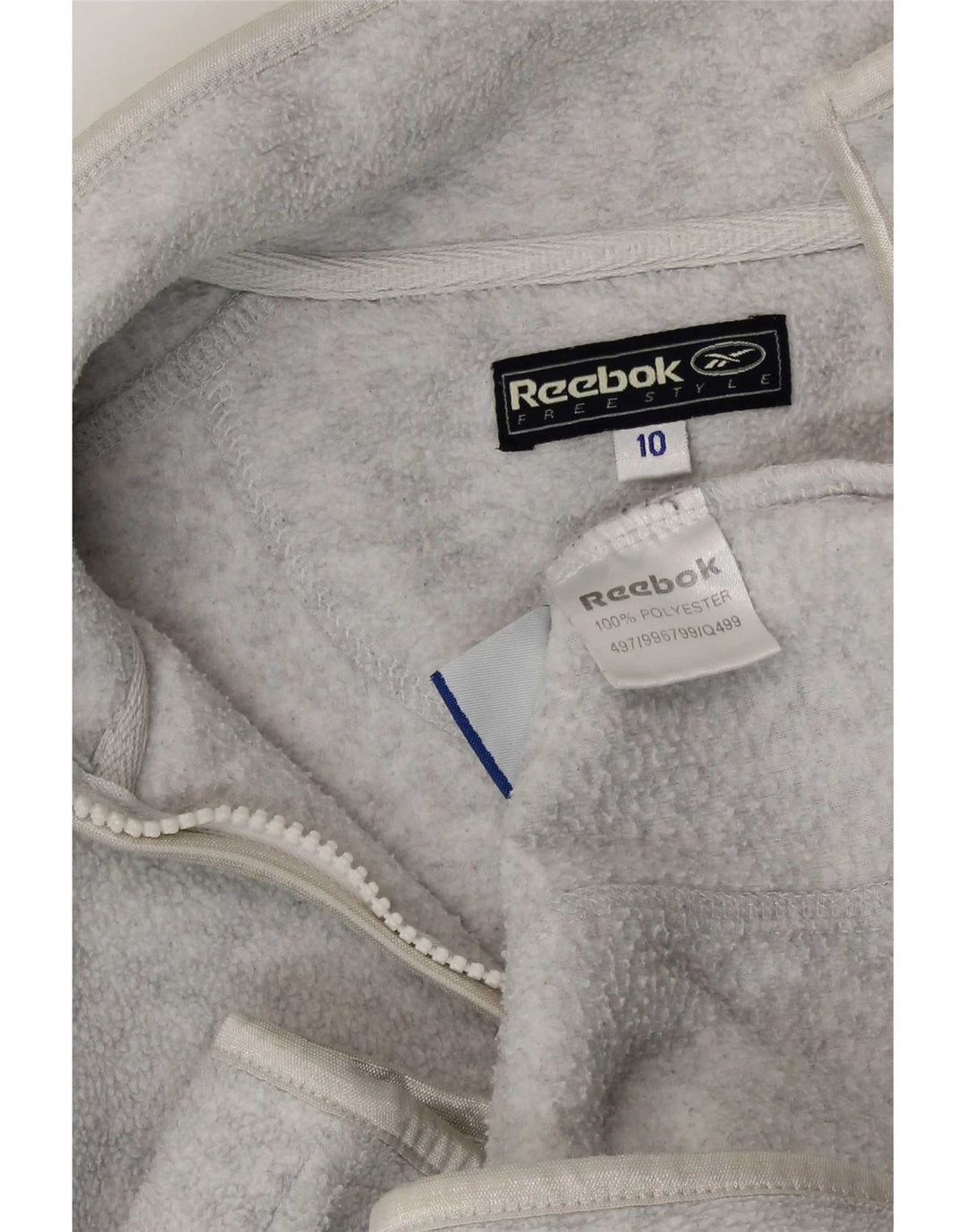 Reebok Chaqueta polar para mujer UK 10 Small Grey Moteado Poliéster