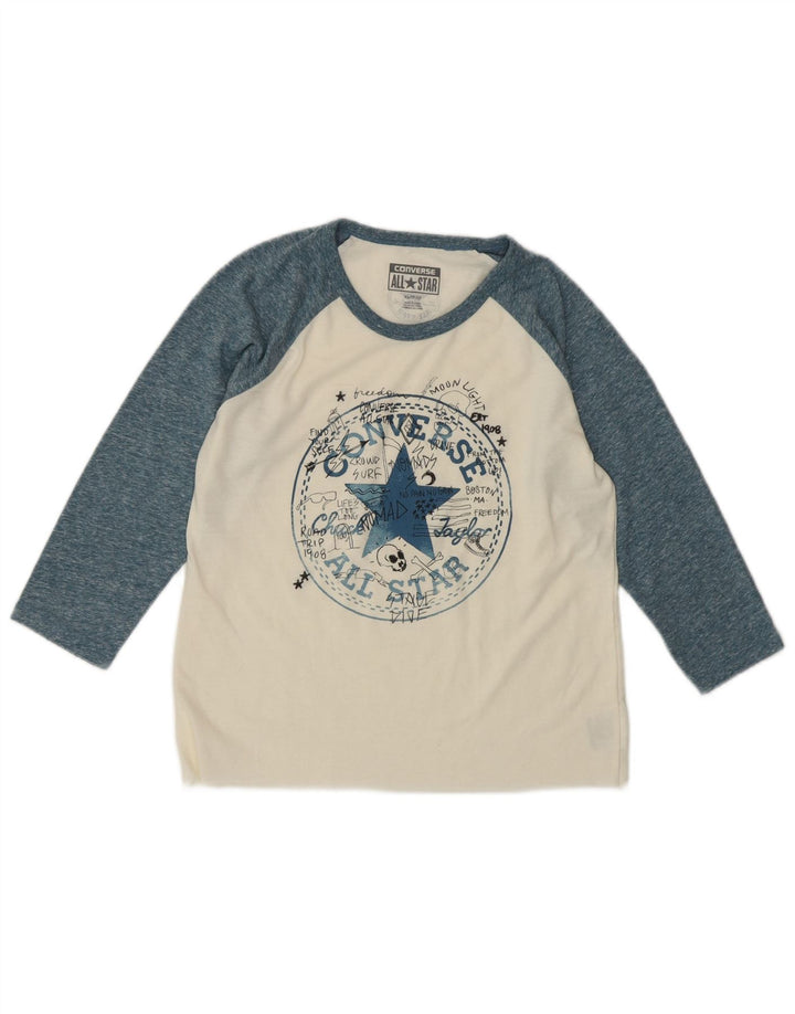 CONVERSE Mujer Chuck Taylor Graphic Top Manga 3/4 UK 6 XS Blanco