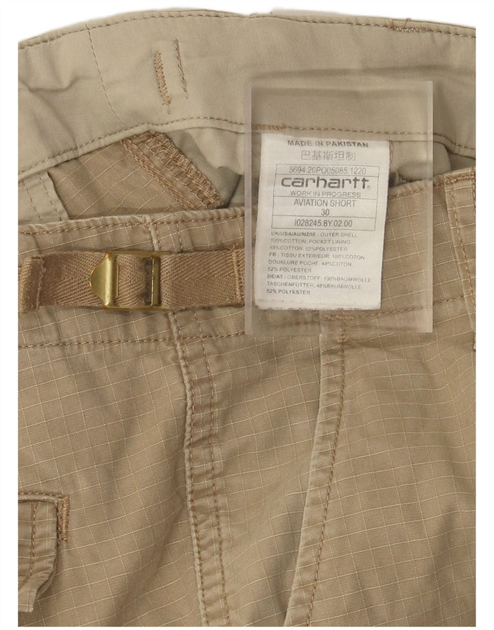 Carhartt Hombre Wip Cargo Shorts W30 Algodón A Cuadros Beige Medio