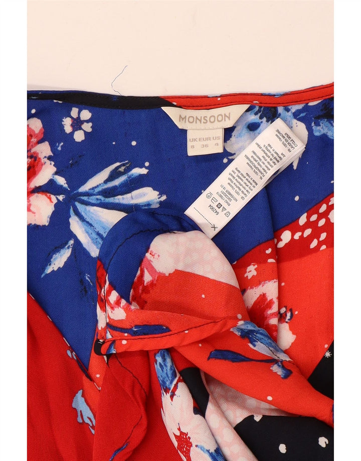 Monsoon Vestido largo para mujer UK 8 Small Multicolor Patchwork Viscosa