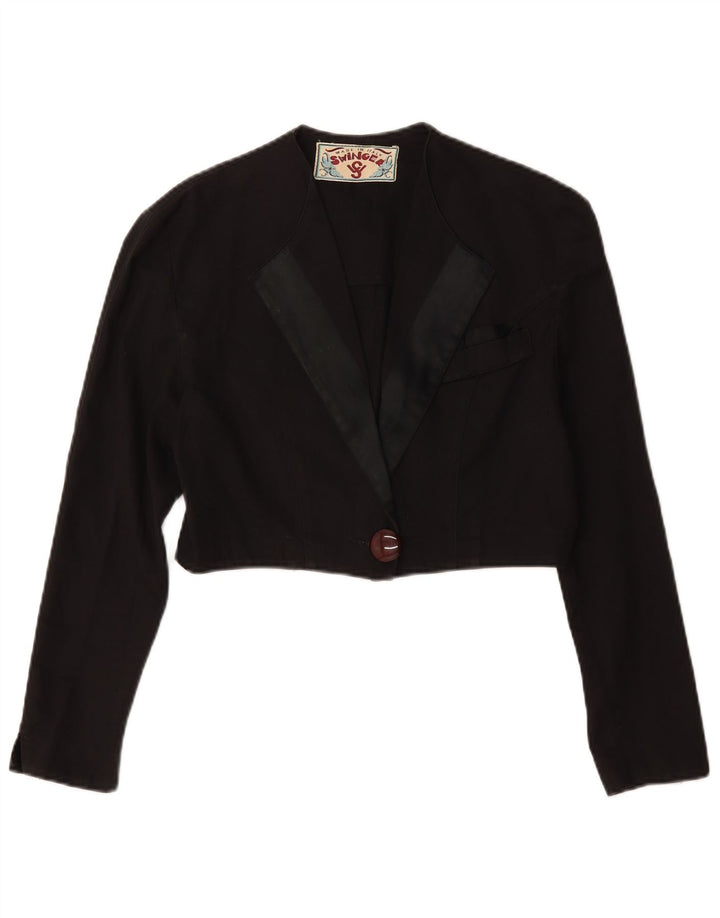 Swinger Chaqueta Bolero Corta Para Mujer IT 42 Mediana Algodón Negro