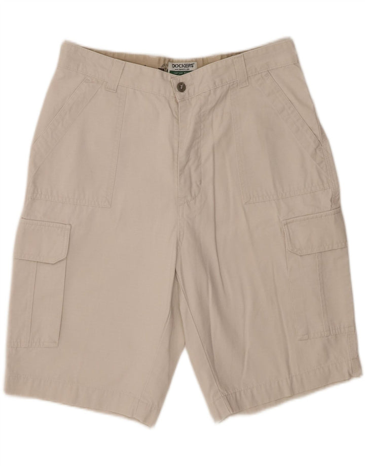 Dockers Shorts Cargo Mujer W33 Medio Algodón Blanco Roto