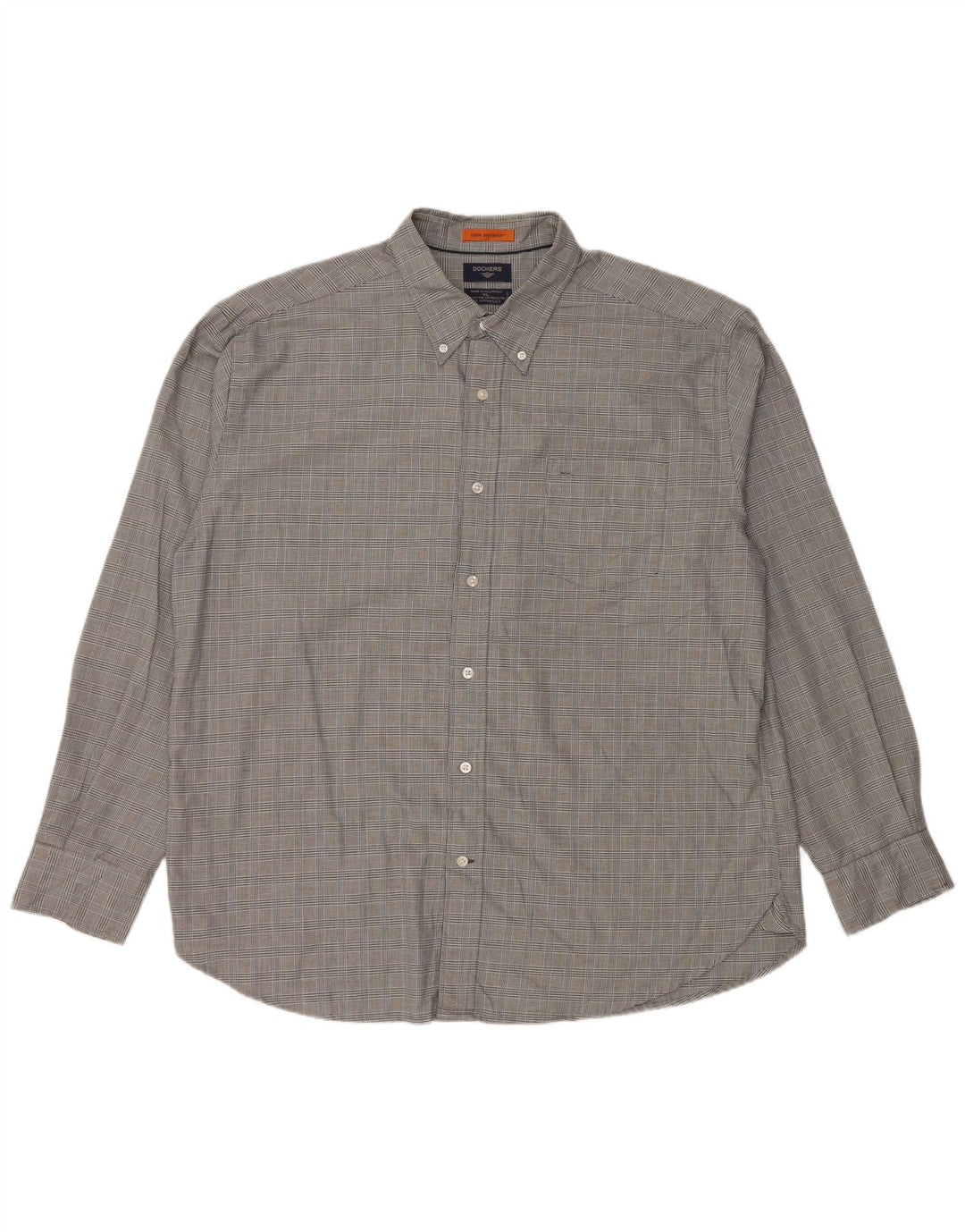 DOCKERS Camisa antimanchas para hombre XL Algodón a cuadros gris