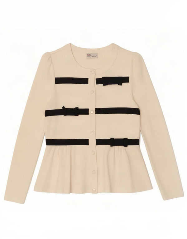 Red Valentino - Cárdigan para mujer, talla 40, talla pequeña, color blanco a rayas