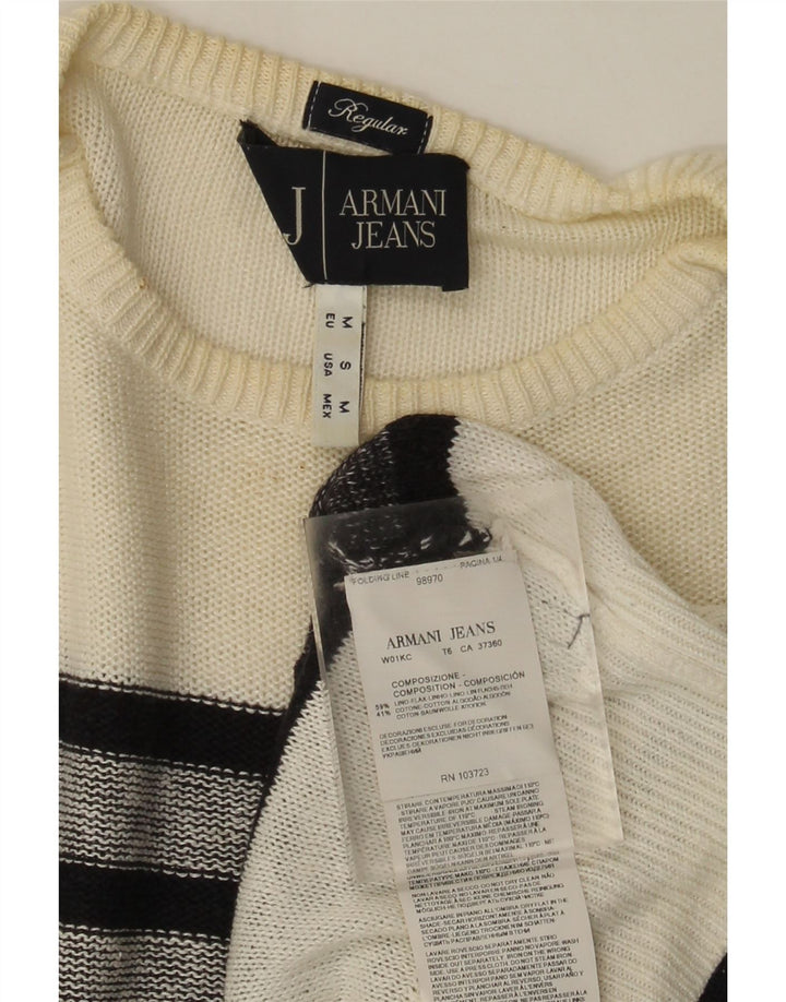 Armani Jeans Hombre Regular Fit Jersey De Cuello Redondo Jersey De Rayas Blancas Medianas