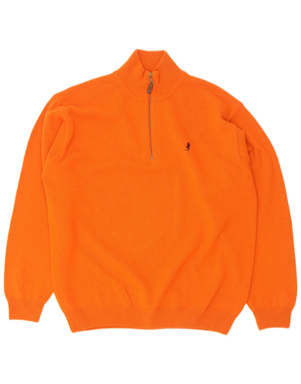 Marlboro Classics - Jersey con cuello y cremallera para hombre, talla 2XL, lana naranja