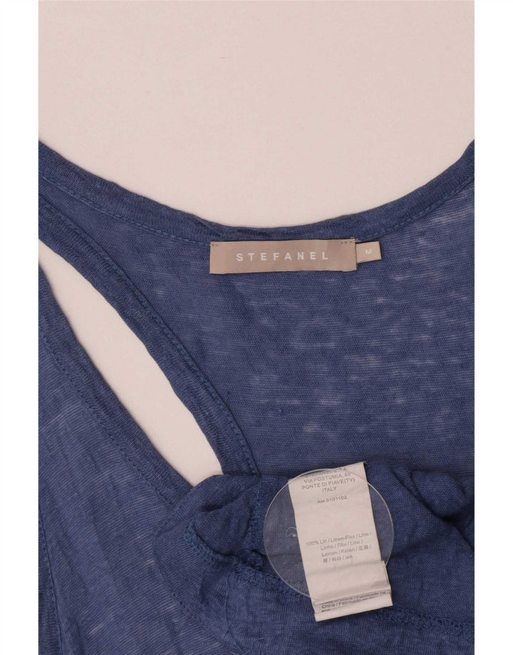 Stefanel Top tipo túnica sin mangas para mujer UK 12 Medium Blue Linen