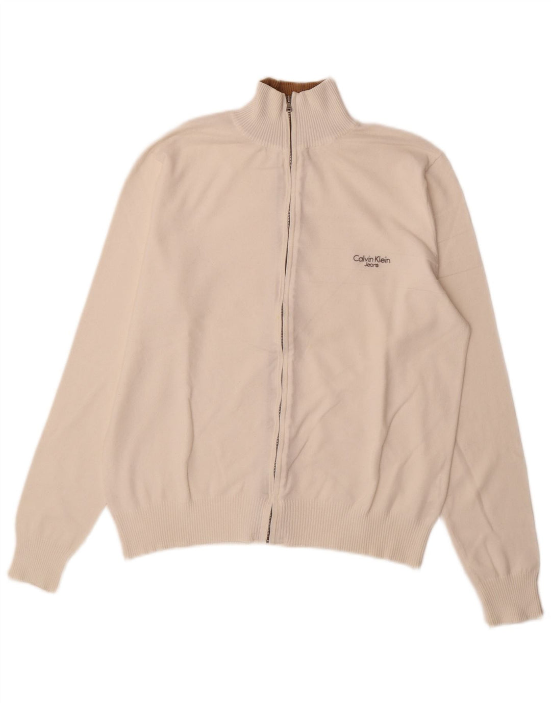 Calvin Klein Jeans Cárdigan para hombre suéter grande de algodón blanco