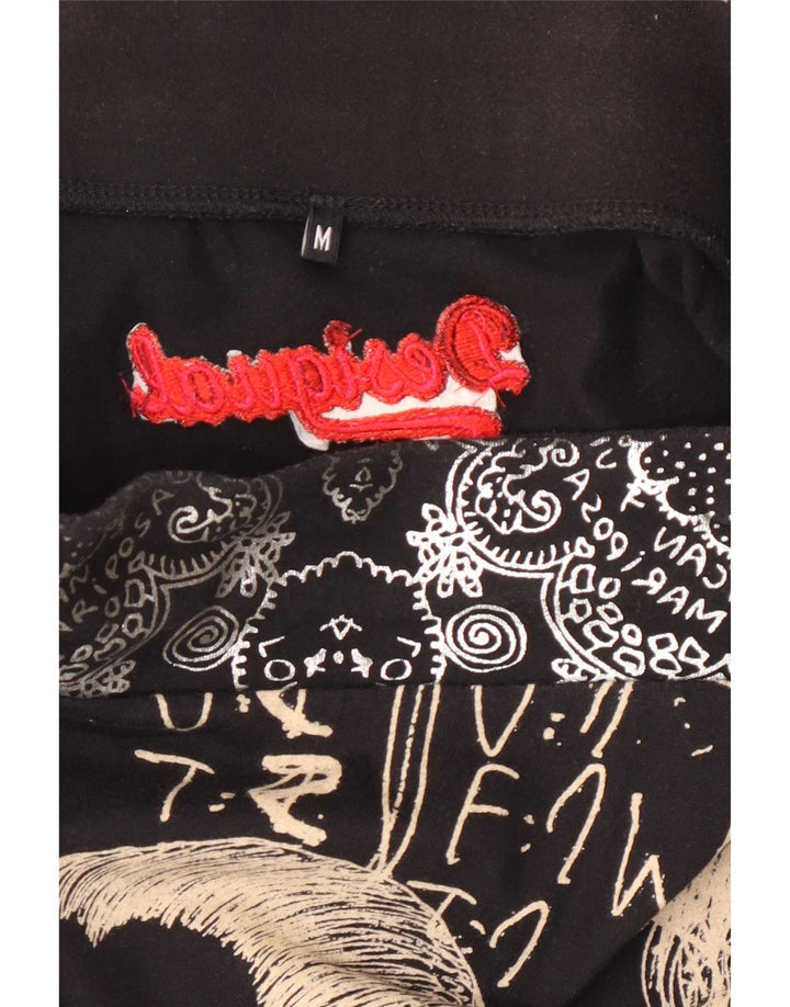 Desigual Mujer Falda Acampanada Gráfica Mediana W30 Negro Geométrico