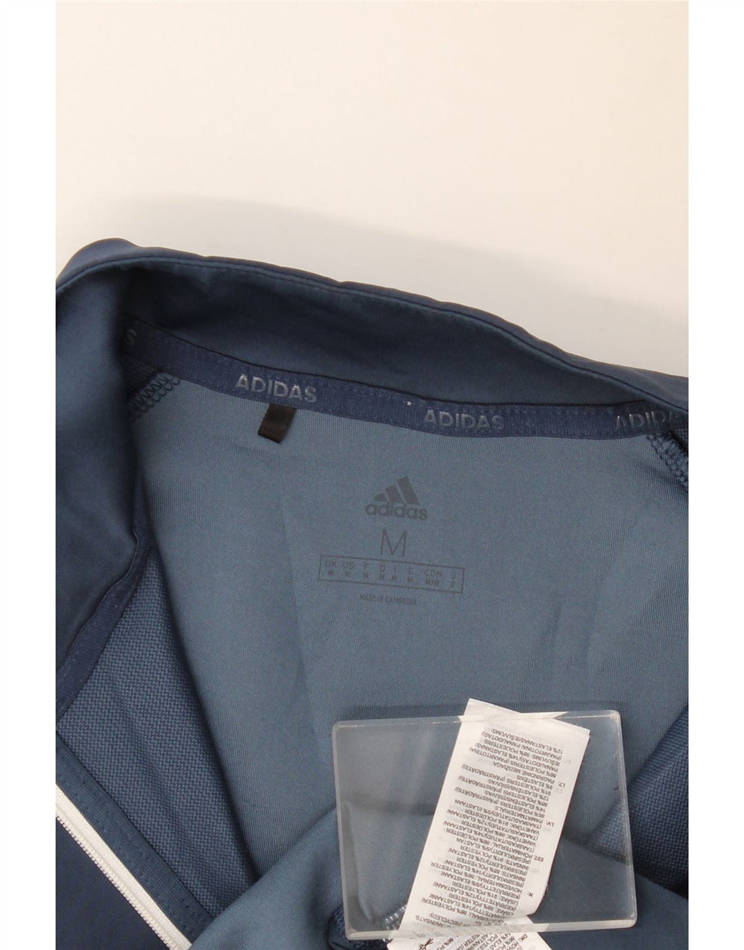 ADIDAS Hombre Zip Neck Jersey Chándal Top Medio Azul Marino Moteado