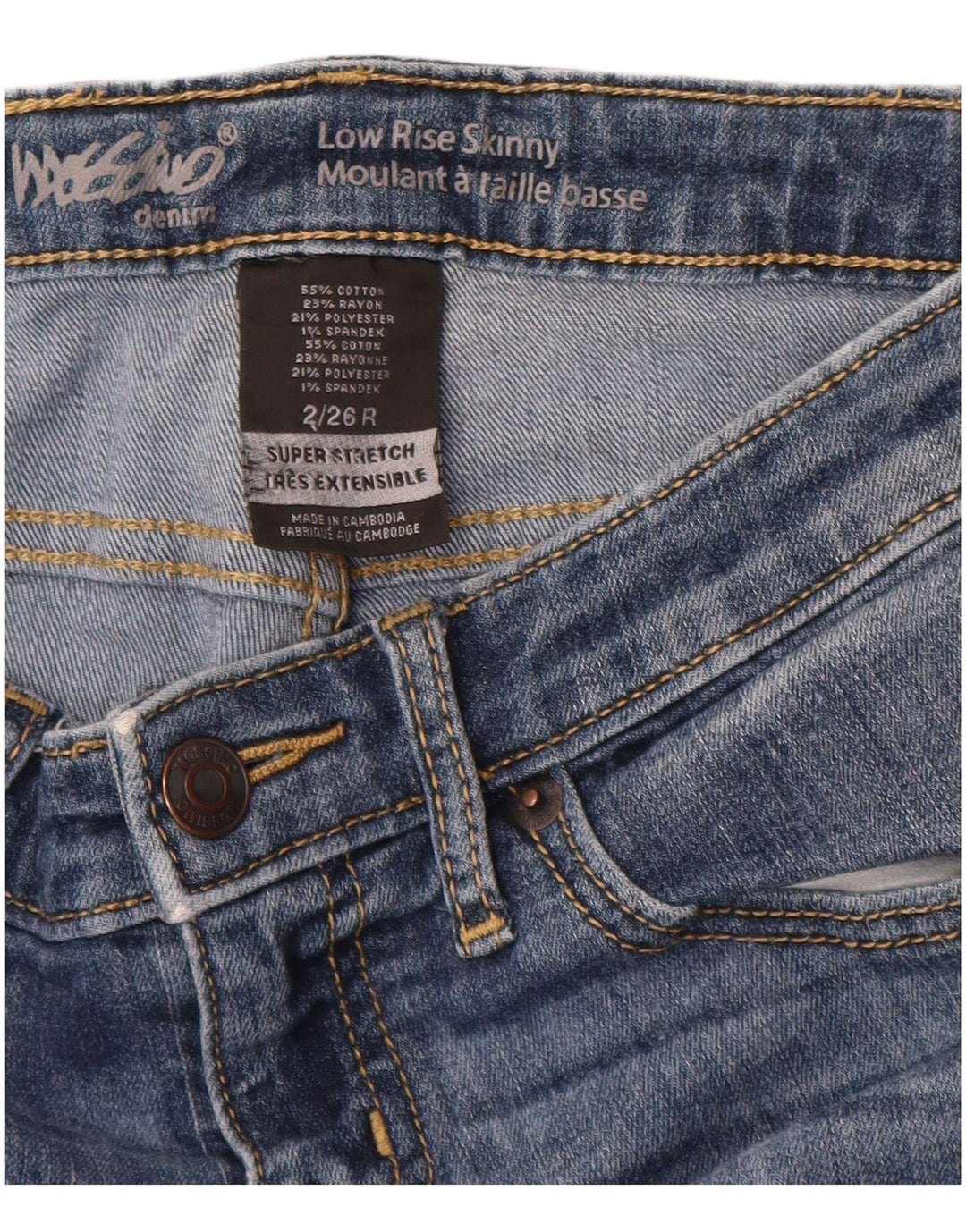 MOSSIMO Vaqueros súper ajustados para mujer US 2 XS W27 L30 Algodón azul
