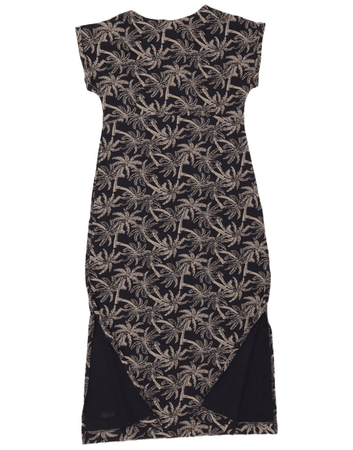 WEIRD FISH Vestido largo con estampado abstracto para mujer UK 44 Grande Algodón azul marino