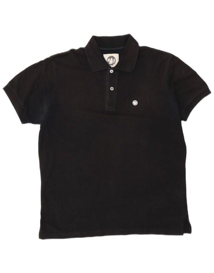 MURPHY & NYE Polo Chicago para hombre grande de algodón negro