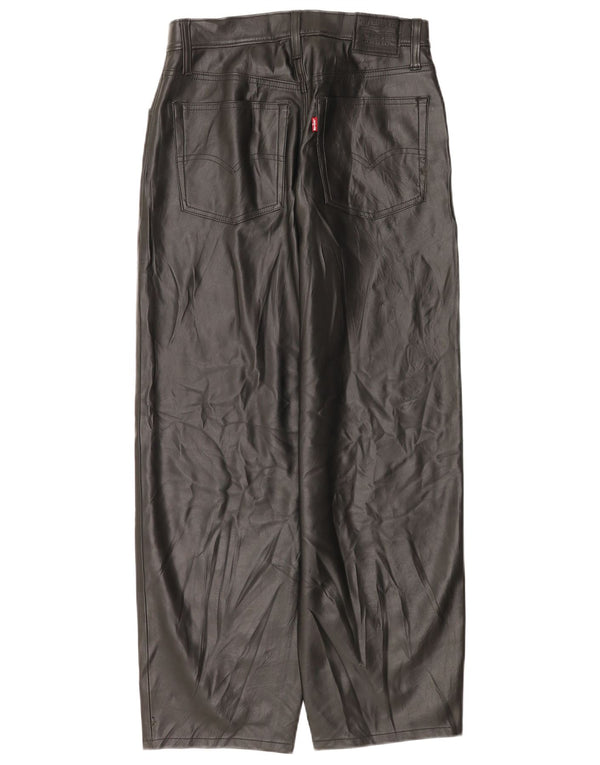 Levi's Mujer Baggy Dad Pantalones De Piel Sintética W26 L30 Poliéster Negro