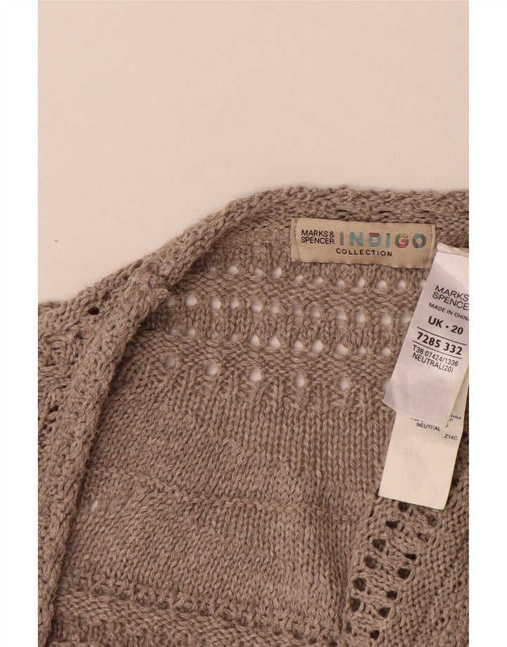 Marks & Spencer Suéter tipo cárdigan abierto para mujer UK 20 2XL Poliéster beige