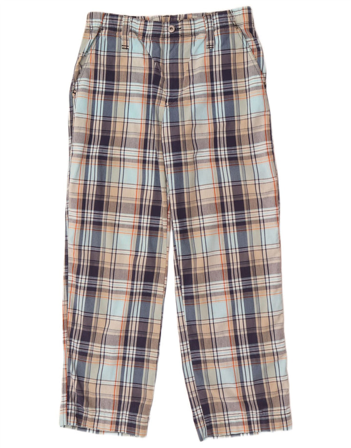 Think Pink Pantalón chino holgado para hombre, talla mediana, W30 L29, cuadros multicolor
