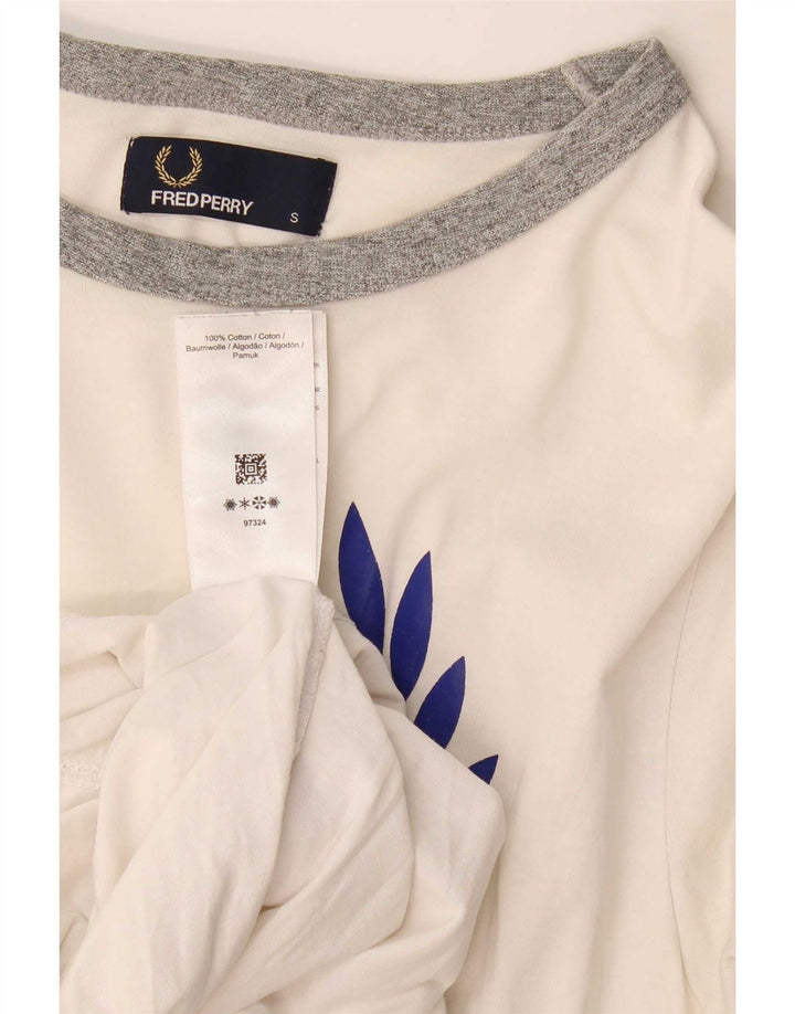 Fred Perry Camiseta Gráfica Para Hombre Top Pequeño De Algodón Blanco