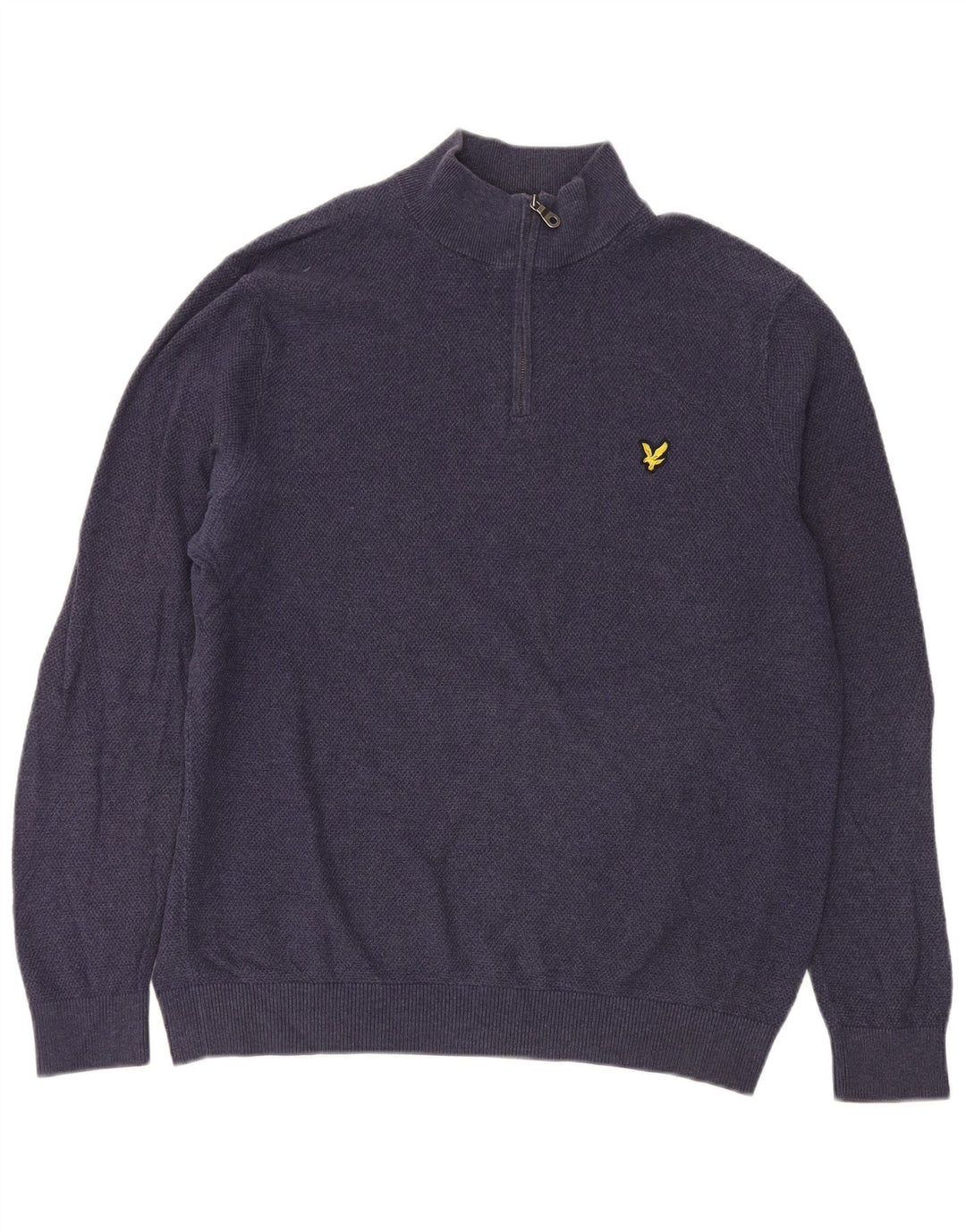 Lyle & Scott Jersey con cuello y cremallera para hombre, talla grande, algodón azul marino