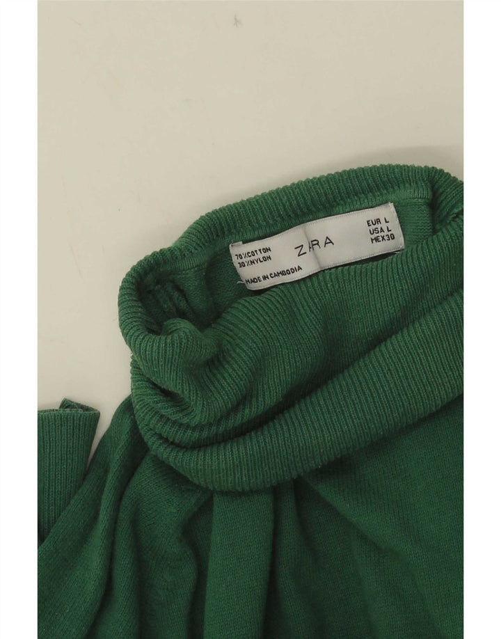 Zara Jersey con cuello vuelto para mujer, talla 40, color verde grande