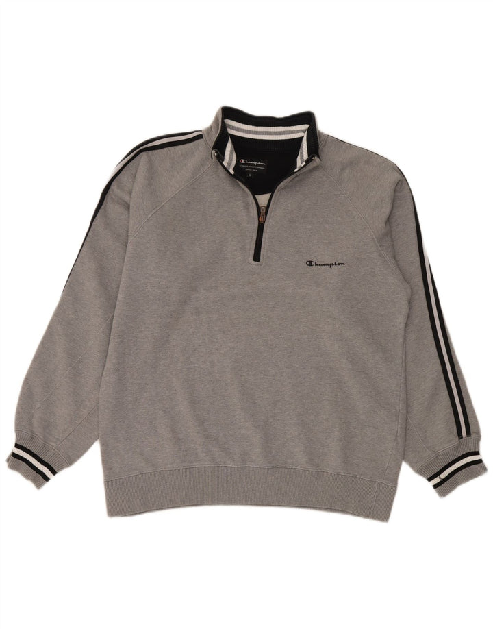 Champion Sudadera Con Cuello Y Cremallera Para Hombre Jersey Grande De Algodón A Rayas Gris