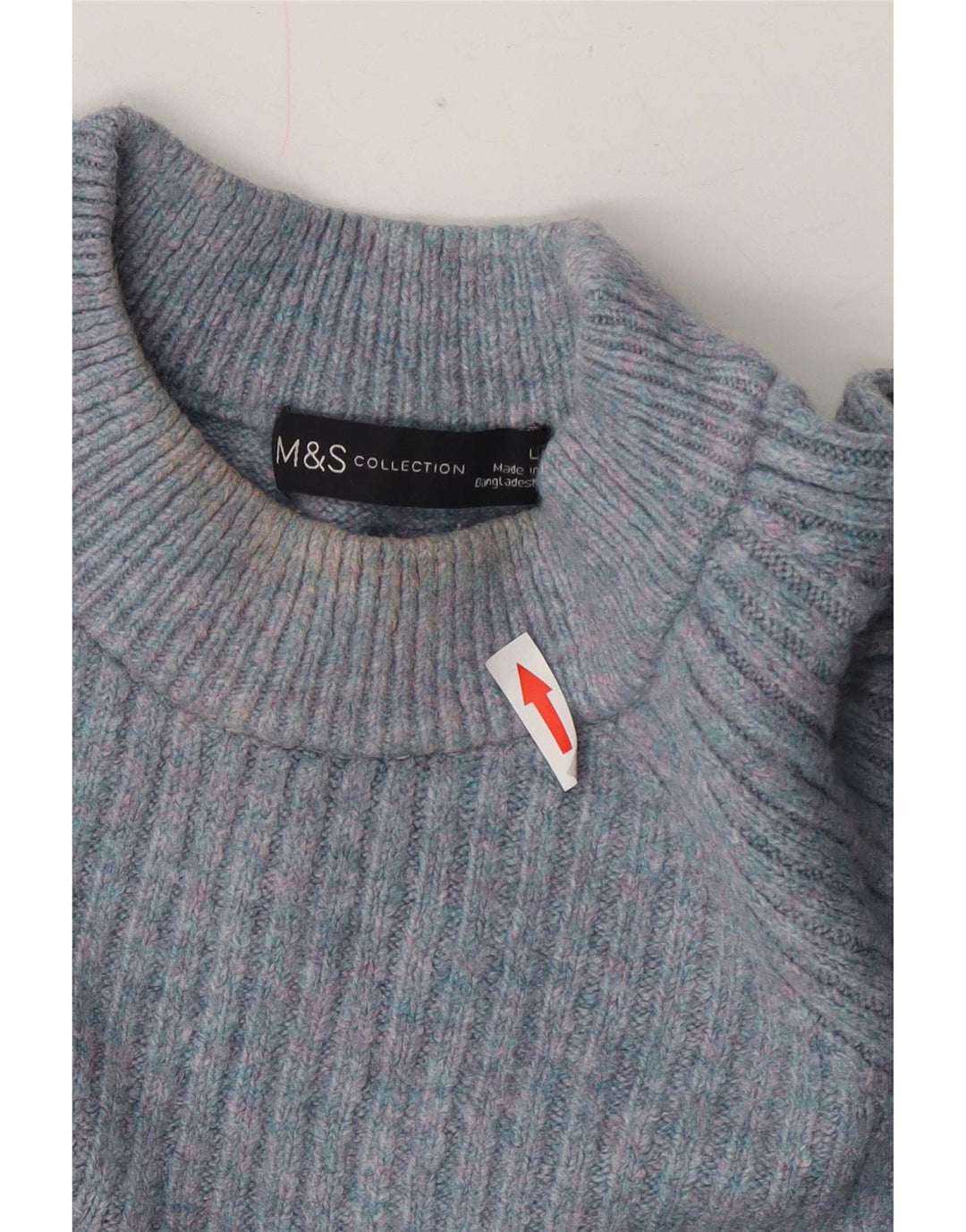 Marks & Spencer Jersey con cuello alto para mujer, talla 44, talla grande, color azul