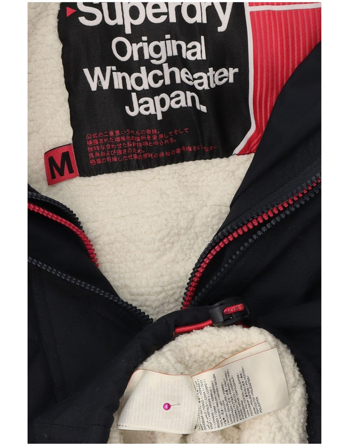 Superdry Chaqueta cortavientos con capucha para mujer UK 44 Azul marino mediano
