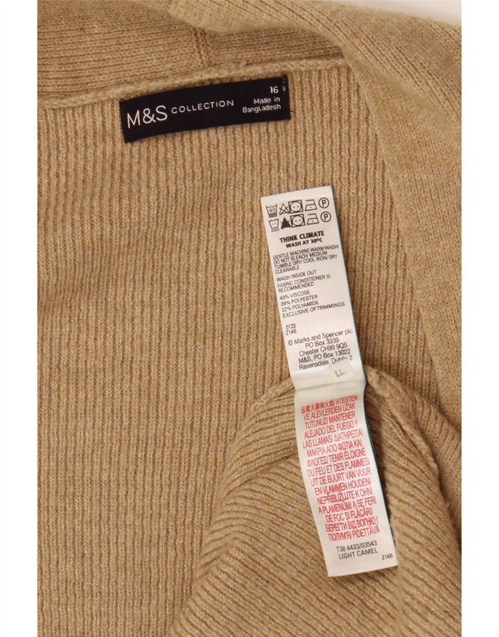 Marks & Spencer Suéter Cárdigan Abierto Largo para Mujer UK 46 Grande Beige