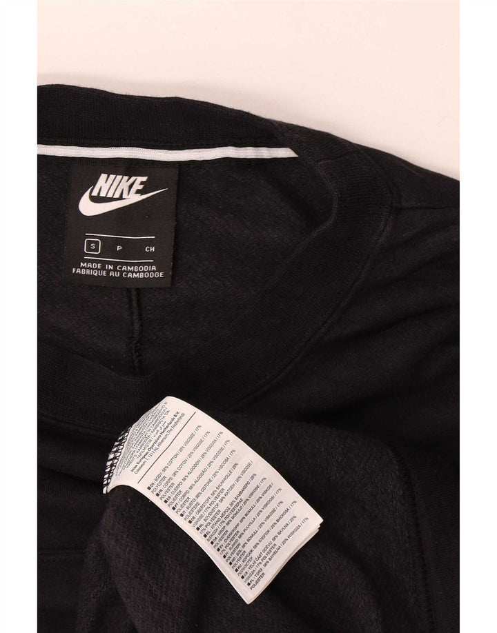 Nike Sudadera de gran tamaño con gráfico para mujer UK 10 Small Black Cotton