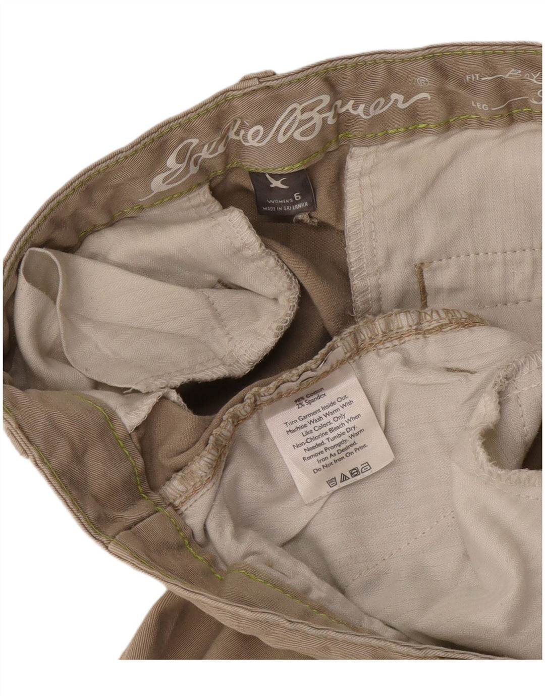 Eddie Bauer Pantalón Chino Boyfriend Slim para Mujer US 6 Medio Beige Algodón