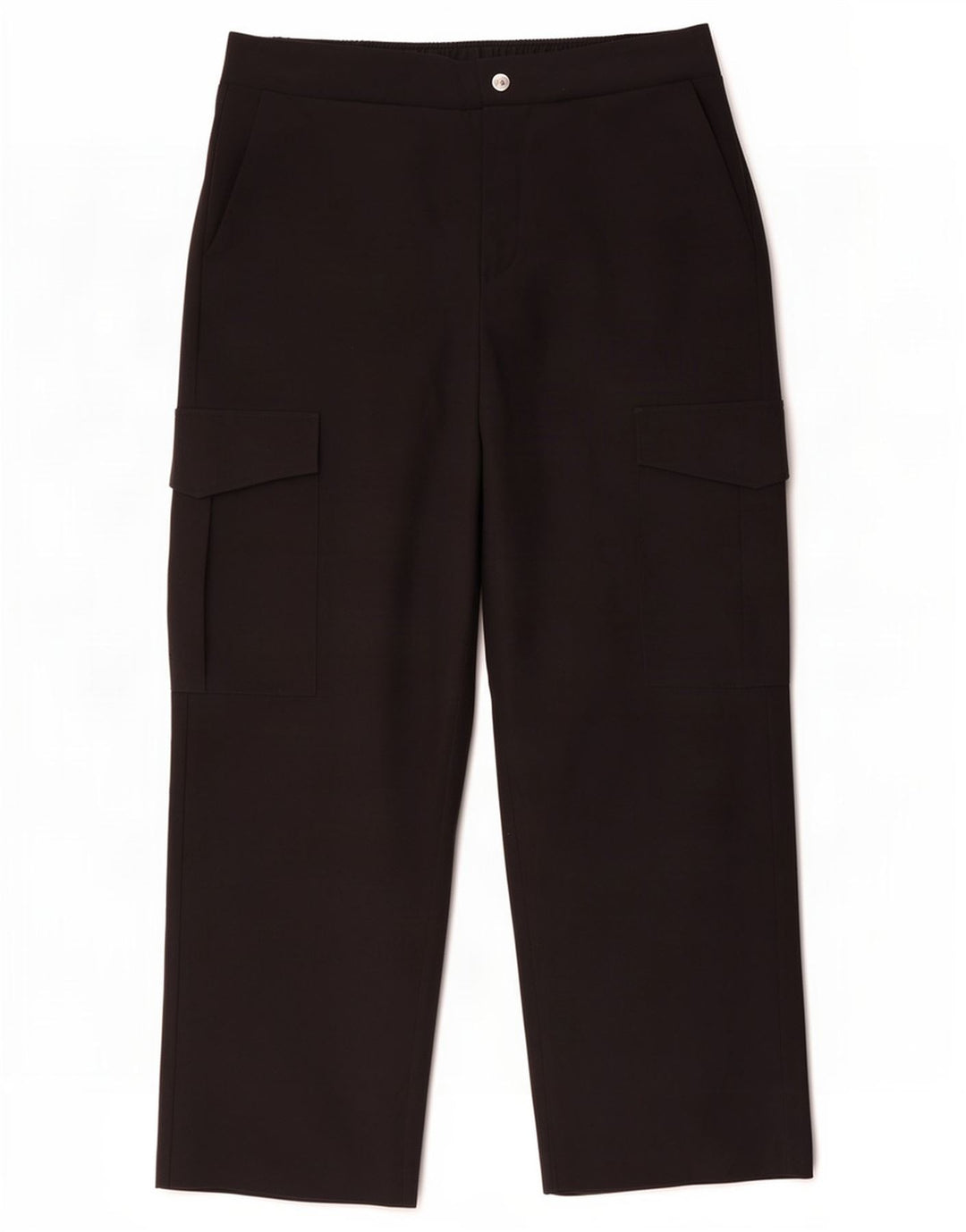 Zara Mujer Pantalón Cargo Recto Grande W34 L30 Poliéster Negro