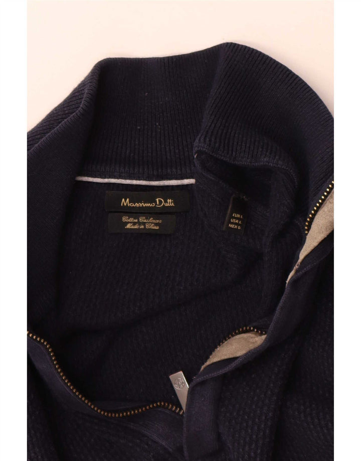 Massimo Dutti Hombre Jersey Con Cremallera Y Cuello Jersey Grande Azul Marino Algodón