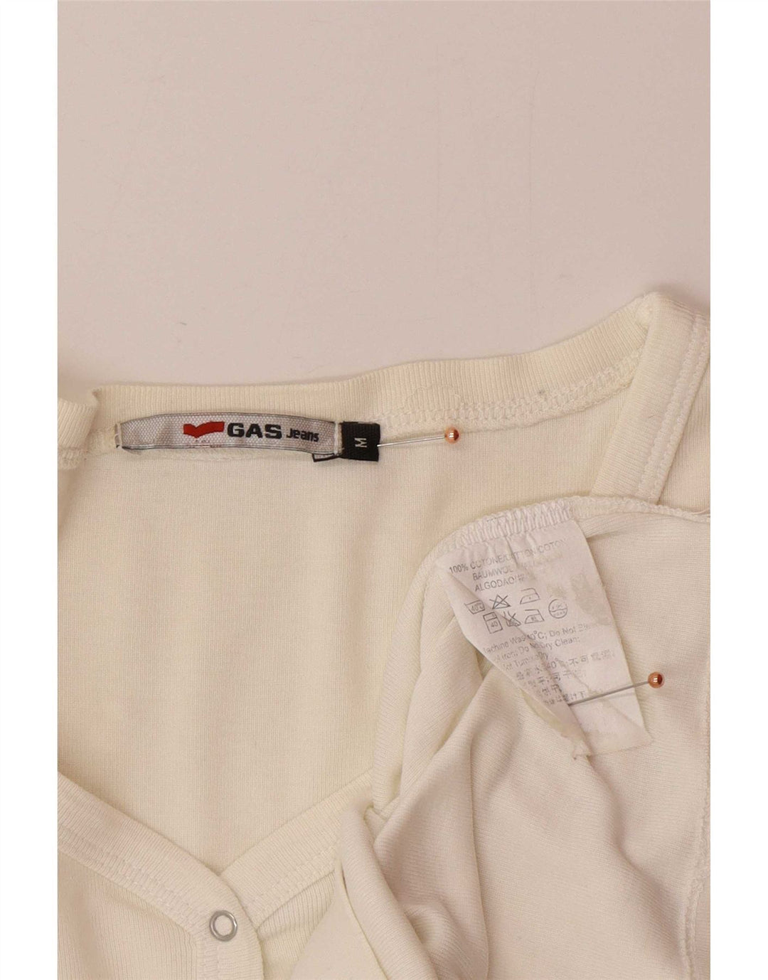 Gas Mujer Top Manga Larga UK 40 Medio Off White Algodón