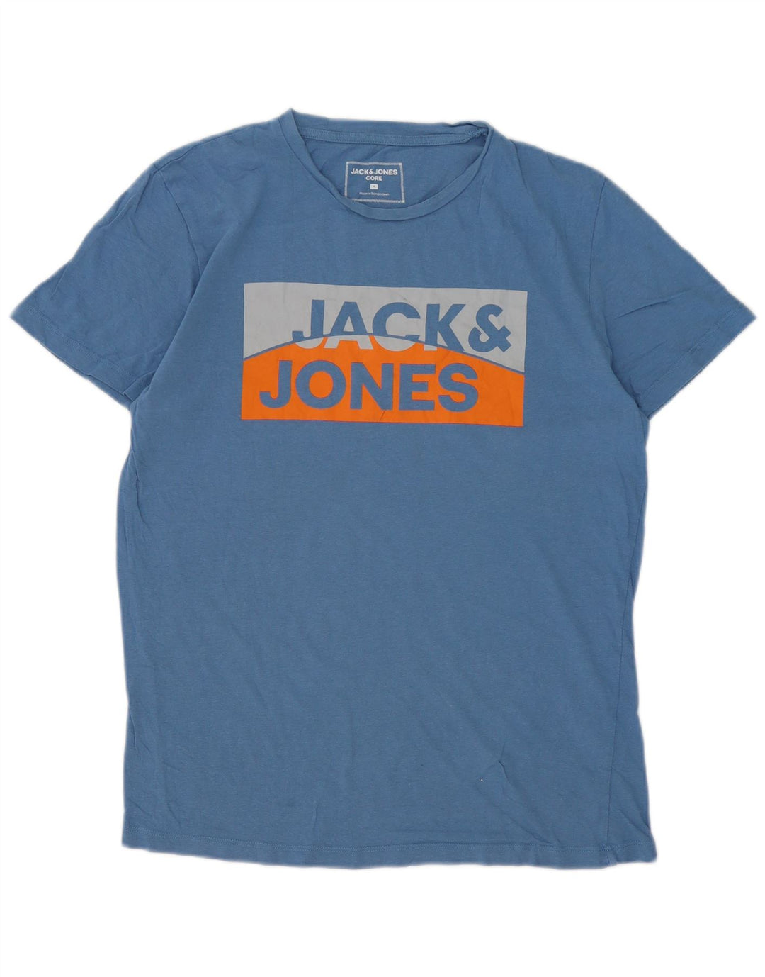 Jack & Jones Hombre Camiseta Gráfica Top Algodón Azul Medio