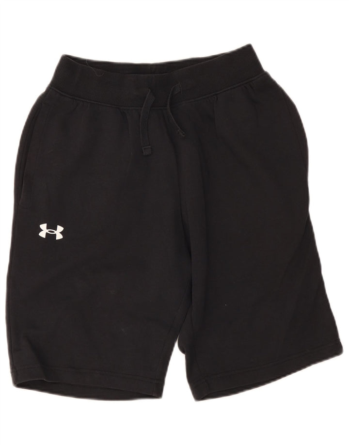 Under Armour Pantalones cortos deportivos para hombre pequeños de algodón negro