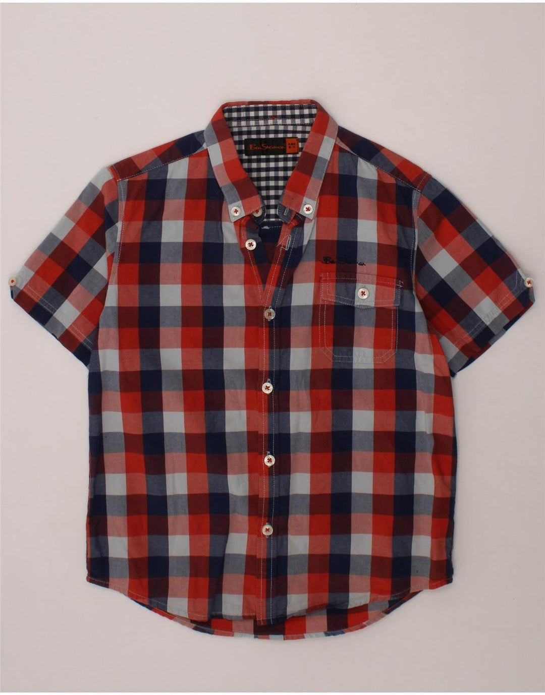 BEN SHERMAN Boys Short Sleeve Shirt 6-7 Years Red Check Cotton Vintage Ben Sherman and Second-Hand Ben Sherman from Messina Hembry 