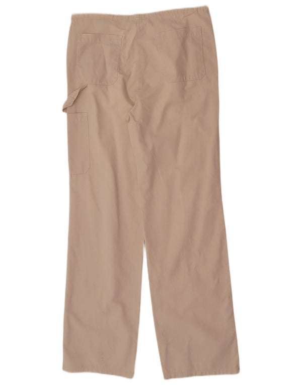 Pantalón Cargo Recto Mujer Benetton IT 40 Small W30 L32 Algodón Beige