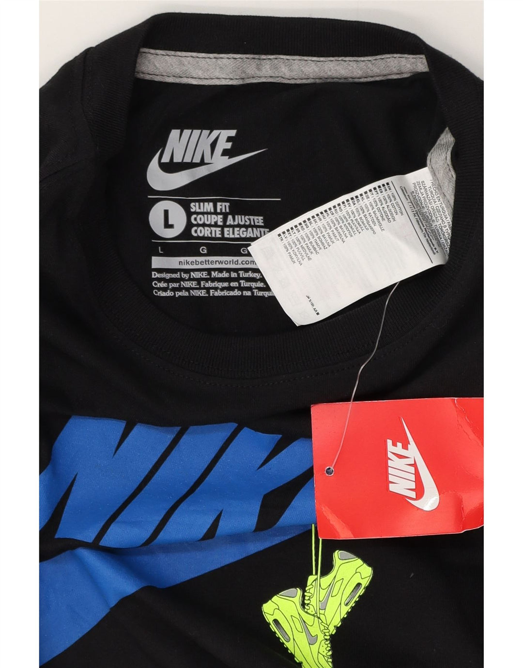 NIKE Camiseta ajustada con gráfico para hombre, talla grande, algodón negro