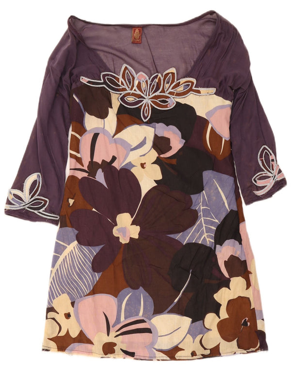 Dondup Vestido recto de manga 3/4 para mujer IT 44 Medium Multicolor Floral