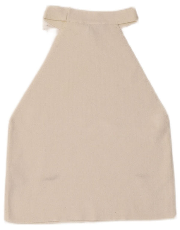 Topshop Top corto con cuello halter para mujer UK 8 Small Viscosa blanca