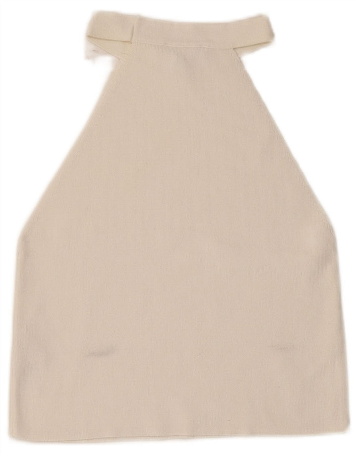 Topshop Top corto con cuello halter para mujer UK 8 Small Viscosa blanca