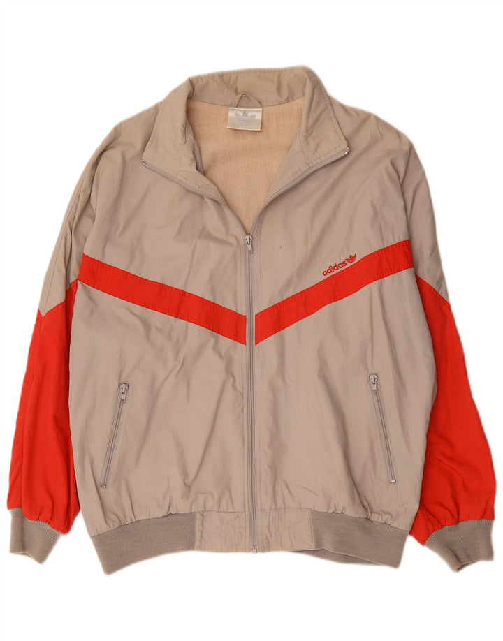 Adidas - Chaqueta de chándal para hombre IT 54 XL Beige Colorblock Poliéster