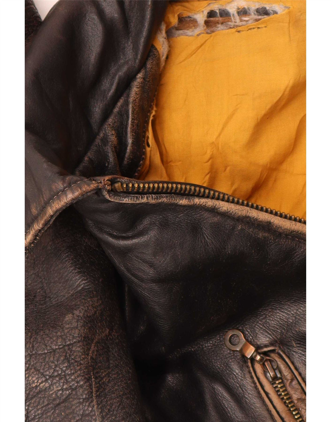 Chaqueta de cuero vintage para hombre Reino Unido 44 2XL Marrón