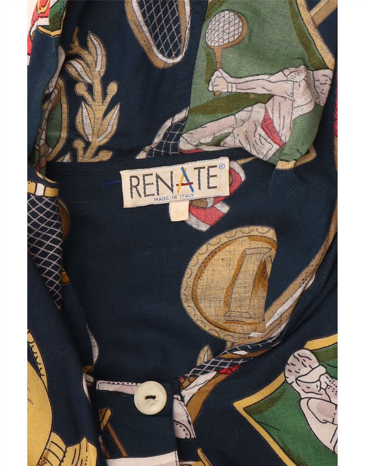 Renate Blusa tipo camisa con estampado abstracto de gran tamaño para mujer UK 46 Large Azul marino