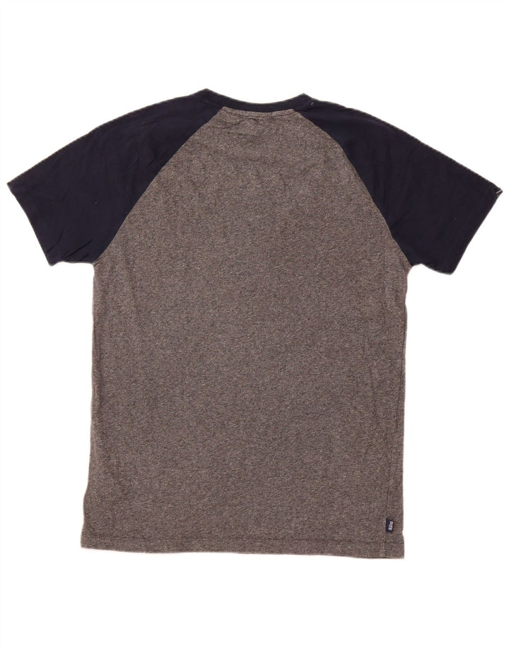 SUPERDRY Hombre Camiseta Top Algodón Colorblock Gris Medio