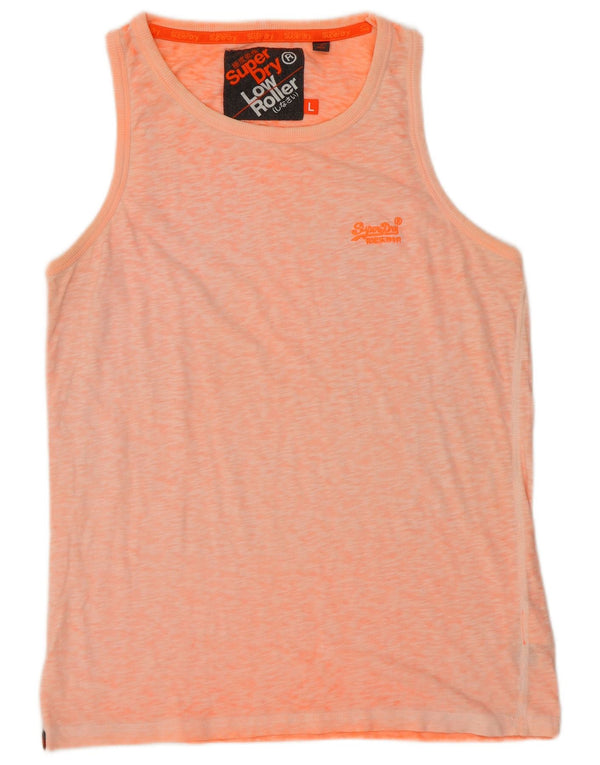 SUPERDRY Camiseta sin mangas baja para mujer UK 46 Grande Algodón moteado naranja
