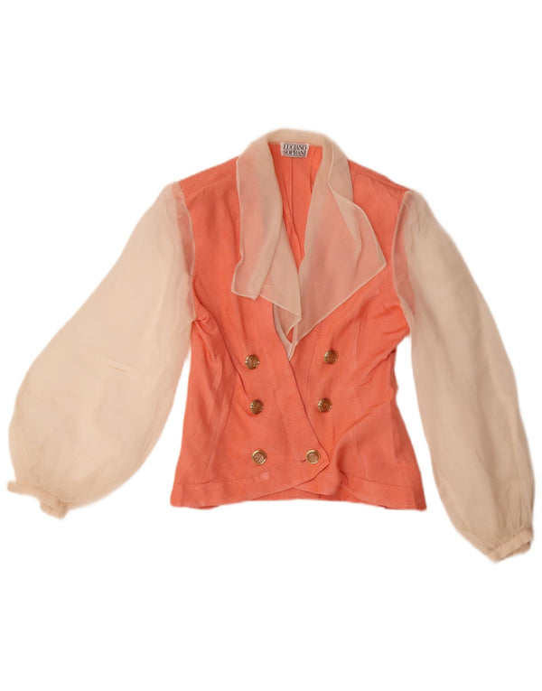 Luciano Soprani Blusa camisera para mujer UK 10 Small Pink Colourblock