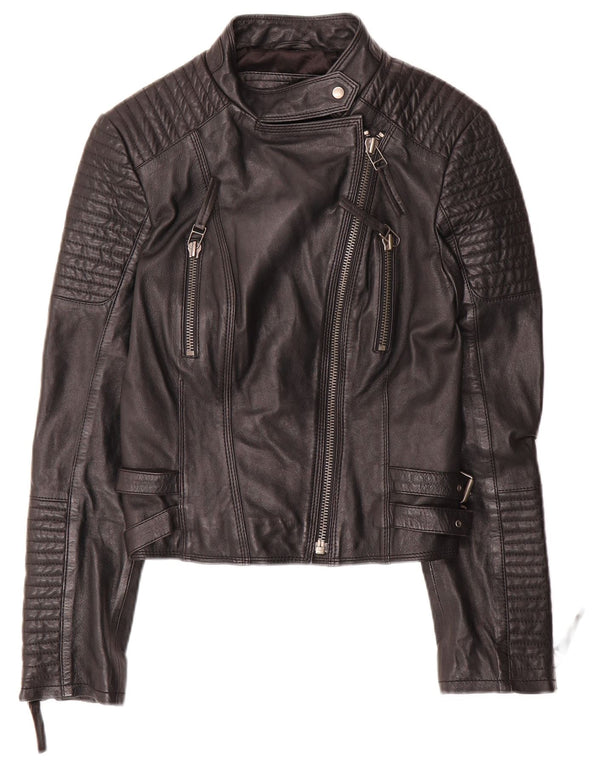 Cigno Nero Chaqueta motera de cuero corta para mujer IT 38 XS Cuero negro